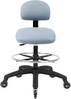 Chair Master FSS Series Square seat Tall (25"-35") seat Height Chair. Vinyl-for Office, Garage, Desk, Shop, Computer, Doctor, Medical, Easy to Clean! 18" Footring (Gray, Tall, Rubber Roller Casters)