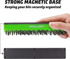 AIRTOON 2PCS 1/4" Magnetic Hex Bit Holder, 43 Holes Bit Storage with Strong Magnetic Base, Magnetic Screwdriver Bit Organizer, Blue and Green