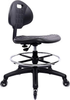 Chair Master (Medium Bench Stool, Rubber Roller Blade Stye Casters Easy to Clean! Ergonomic Polyurethane Chair with Footring. Seat Height Range 19"-27". Home Office Lab Workstation.