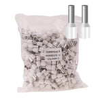 500pcs AWG 6/16.0mm² Wire Ferrules Terminals, AWG6 Terminal Connector Wire Insulated Cord Pin Ends Terminals for Electric, Industrial, Chemical Industry, etc. White