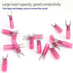 Hordion 100PCS 22-16 AWG Fork Connector, Red Heat Shrink Fork Terminals Waterproof and Insulated Electrical Crimp Connectors for Boat Truck Stereo