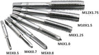 8pcs Metric Thread Machine Taps Set, Hand Screw Thread Plug Taps M3 M4 M5 M6 M8 M10 M12 with Adjustable Tap Wrench 1/16-1/2''