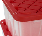 CX BLACK & YELLOW, XTRA TALL 27-Gallon Heavy Duty Clear Storage Container & Snap-Tight Lid, Clear & Red (28.5"L x 19.4"W x 15.2"H), Weather-Resistant, Stackable, See-Through Organization Tote