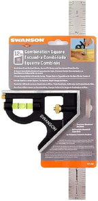 Swanson Tool Co TC132 12-Inch Combo Square with Cast Zinc Body, Stainless Steel Ruler and Brass Bolt