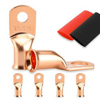 4PCS Battery Cable Ends, 2/0 Gauge Wire Connectors 5/16 Copper Wire Lugs, Bare Copper Eyelets with Heat Shrink Tubing by HOUSUN