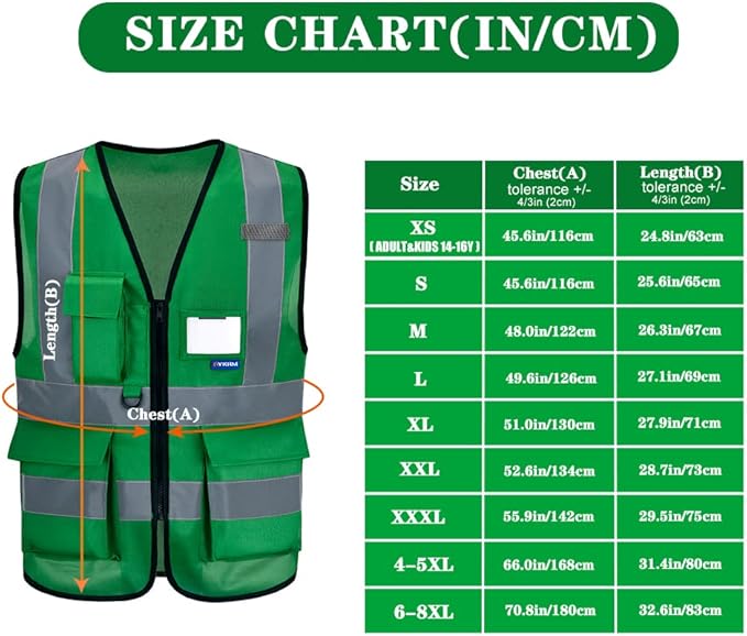 A-SAFETY big and tall green construction vest 4XL 5xl