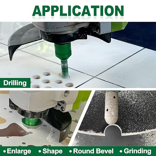 Diamond Tile Hole Saw Kit - KURSTOL 6/6/8/20/25/35/50/75/100mm Diamond Core Drill Bits+4/5" Finger Milling Bit+2" Beveling Chamfer Bit+SDS Adapter for Porcelain Ceramic Tile Granite Marble