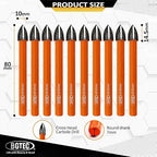 Carbide Tip Drill Bit-BGTEC Wood Drill Bits, 10pcs Round Shank 3/8" Cross Hard Alloy Drill Bits for Wood Plastic Masonry Brick