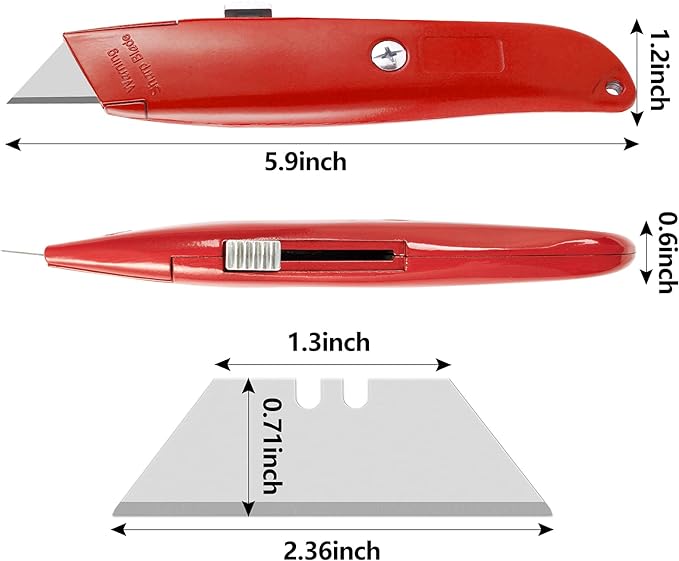DIYSELF Utility Knife, 20 Pack Heavy Duty Box Cutter Retractable, Box Cutter Knife, Box Opener, Cardboard Cutter, Utility Knives for Garage, Home and Office, Box Cutters for Daily Use (Red)