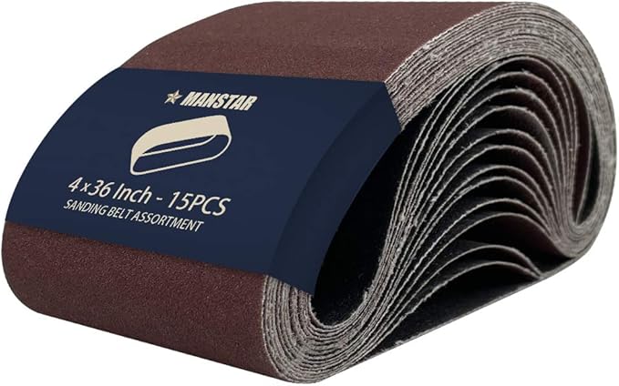 15 Pcs 4 x 36 Inch Assorted Aluminum Oxide Sanding Belt,80/120/150/240/400 Grit