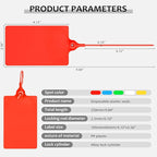 100 Plastic Waterproof Shipping Tags - Writable Marker Ties, Hanging Security Tamper Seals for Labeling and Storage - With One Marker Pen (Red)