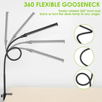 ShineTech LED Desk lamp with Clamp, 4000K Natural White 11 Brightness Level Eye-Caring Clip Lights for Home Office, Flexible Gooseneck USB Adapter, Black