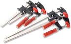 BESSEY GSCC4PK-C Clamp Set for Woodworking, F-style with Wood Handle, Replaceable Pads, 2 x 6 In and 2 x 12 In, 600 lb, Red/Black/Silver