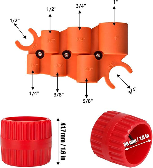 1/4 Inch to 1 Depth Gauge and Pipe Deburring Tool Kit 2 Pack Inner-Outer Reamer Pipe Tubing Chamfer Tool Copper Reamer for PVC, PPR, Copper, Brass, Aluminum Pipe
