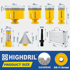 HIGHDRIL Diamond Drill Bits Kit - 25/35/50/75mm/20mm Finger Bit+50mm Chamfer Bit +SDS Adapter with 5/8-11 Thread for Porcelain Ceramic Tile Granite Marble Brick