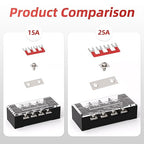 APIELE Dual Row 8 Position Screw Terminal Block Covered - 25A 8 Position Pre-Insulated Terminal Barrier Strips (4PCS 8P+8PCS Wiring Strips)