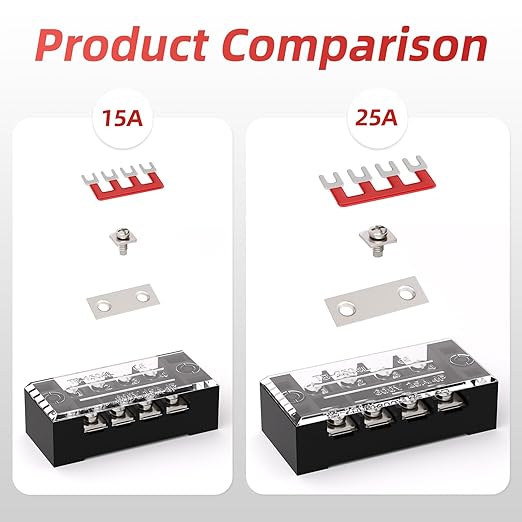 APIELE 15A Screw Terminal Block 5 Position Dual Row Covered 5 Position Pre-Insulated Terminal Barrier Strips (5PCS 15A 5P+5PCS Wiring Strips)