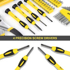 DNA MOTORING 39-Piece Household Tool Set General Repair Small Hand Tool Kit Storage Case for Home Garage Office College Dormitory Use, Yellow, TOOLS-00007