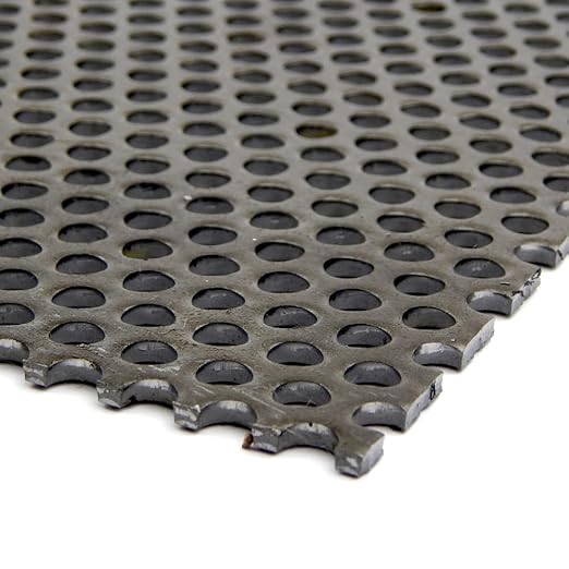 A36 Carbon Steel Perforated Sheet, Unpolished (Mill) Finish, Hot Rolled, Staggered 0.25" Holes, ASTM A36, 0.12" Thickness, 11 Gauge, 12" Width, 48" Length, 0.375" Center to Center, OnlineMetals