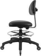 Chair Master FSS Series Square seat (20"-28") seat Height Chair. Vinyl-for Office, Garage, Desk, Shop, Computer, Doctor, Medical, Easy to Clean! 18" Footring (Black, Mid Stool, Rubber Roller Casters)