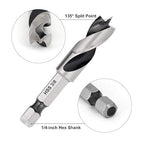 COMOWARE Brad Point Stubby Drill Bit Set for Wood, Short Length Drill Bit Set 6pcs HSS 4241 Steel with 1/4-Inch Quick Change Hex Shank
