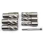 OSCARBIDE Annular Cutter Set 7 Pieces 3/4" Weldon Shank 1"Cutting Depth,1/2 to 1-1/16 inch Diameter,2 Flats Annular Cutters HSS Mag Drill Bits Kit for Magnetic Drill Press with 1 Pieces Pilot Pin