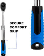 3-Piece 1/4" 3/8" 1/2-Inch Drive Socket Ratchet Set Extendable Handle Wrench Quick-Release Reversible Gear Torque Spanner Mechanical Tools