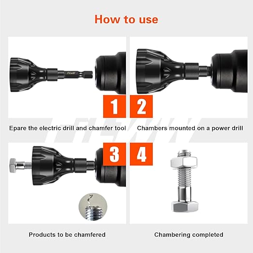 Deburring External Chamfer Tool, 1/8”-3/4”Sharp Tungsten Carbide Blades Deburring Hex Shank Drill Bit for Metal Rod Bolt Pipe 3D Printing PVC