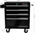 4-Drawer Rolling Toolbox Cabinet, Large Capacity Metal Toolbox with Wheels and Key Lock, Rolling Toolbox Organizer Toolbox, Heavy-Duty Industrial Service cart Storage Organizer