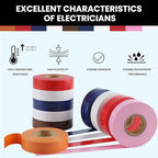 Lichamp 10-Pack Colored Electrical Tape Waterproof, 3/4 in x 66ft, Industrial Grade UL/CSA Listed High Temp Electrical Tape Colors Electric Super Vinyl, 1075C3