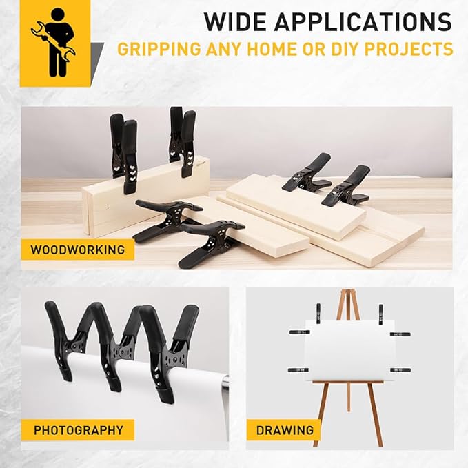 Heavy Duty Metal Spring Clamps: 8-Piece for Woodworking Spring Clamps 6-inch Tarp Clamps Heavy Duty Clips Spring Clips Metal Clamp for Pool Cover Backdrop Stand Clamps