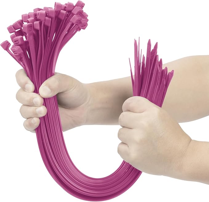 XINGO Pink 20 Inch Zip Ties Heavy Duty 100 Pack, 200 LBS Ultra Strong Plastic Wire Ties, Large Cable Ties Extra Long Tie Wraps, Indoor and Outdoor UV Resistant