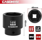 CASOMAN 1/2" Drive x 1-5/16" Impact Socket, 6-Point, SAE, CR-MO
