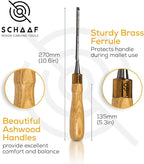 Finely Crafted Wood Chisel Set, 4 High-Performance Woodworking Chisels with Durable, Sharp CR-V Steel Blades Tempered to 60HRc, Chisel Set with Tool Roll from Schaaf Wood Carving Tools