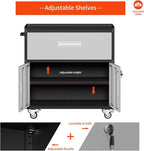 Garage Metal Storage Cabinet for Garage with Adjustable Shelves Wheels, Rolling Tool Chest, Assembly Required, Warehouse, Basement, Tool Room (Gray), Grey