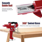Nuovoware Table Vise 3 Inch, 360° Swivel Base Universal Home Vise Portable Bench Clamp, Clamp-on Vise Bench Clamps Fixed Tool for Woodworking, Metalworking, Cutting Conduit, Drilling, Sawing, Red