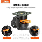 VEVOR Leveling Casters, Set of 4, 2200 lbs Total Load Capacity, 2 inches, Heavy Duty with Upgraded Handle Design, 360 Degree Swivel Caster Wheels, Adjustable Casters with Feet for Workbench, Machine