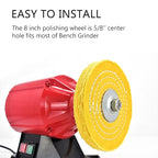 SCOTTCHEN Polishing Wheel for Bench Grinder Buffing Wheel 8 inch White (70 Ply) & Yellow (42 Ply) for Buffer Polisher with 5/8 Inch Arbor Hole 2 PCS