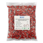XHF 1000 PCS AWG 14/2.5mm² Wire Ferrules Insulated Copper Crimp Connectors, Crimp Pin Cord End Terminals Red