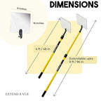 Telescoping Inspection Mirror - Standard Fiberglass, Lightweight & Durable, 4 ft - 8 ft Pole, 8 x 10 inch Acrylic Mirror
