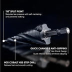 toolant Four Spiral Flute Cobalt Step Drill Bit Set(Pro Max), 1/8"-7/8"(3pcs) Impact Ready Unibit Step 1/4" Hex Shank Step Bits for Metal, Stainless Steel, Aluminum, Wood, Plastic