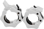 Barbell Clamps 2 inch, Heavy Duty Exercise Collars 2" Quick Release Pair of Locking Pro Olympic Weight Bar Plate Locks Collar Clips - (White)