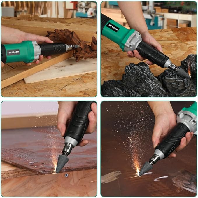 Hoteche 1/4-Inch Electric Die Grinder 6-Amp Heavy Duty Compact High-Speed Rotary Die Grinder Tool for Precision Grinding, Cutting, and Polishing