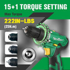 NEWBEAT Cordless Drill Set, 12V Power Drill Driver with 1 Battery and Charger, 3/8" Keyless Chuck, 2 Variable Speed, 15+1 Torque Setting, Drill Driver Kit for Home and DIY Project