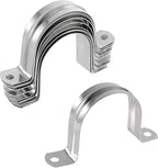 10 Pcs 4inch Rigid Pipe Strap,Two Hole Stainless Steel Strap U Bracket, Widened Tube Strap Tension Clip Assortment Kit Heavy Duty Pipe Clamp for Pipe Fixing（110mm）
