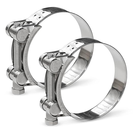 AKIHISA 2 Pack 64-67mm ID Range T-Bolt Hose Clamp,304 Stainless Steel Heavy Duty Tube Clamp 2.5 Inch