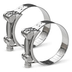 AKIHISA 2 Pack 74-79mm ID Range T-Bolt Hose Clamp,304 Stainless Steel Adjustable Heavy Duty Tube Clamp 3 Inch