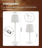 Desk Lamp, LED Cordless Table Lamp for Bedroom Dimmable 1500mAh Rechargeable Battery Powered Bedside Lamps Night Light for Bedroom/Living Room/Restaurant/Outdoor Parties Touch Control