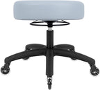 Chair Master 17" Round Vinyl Fabric Stool, Table Height, 360 deg Level Activation, Heavy Duty, Lab, Medical, Garage, Home, Spa, Cleanroom (Rubber Roller, Gray)