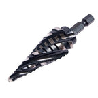 Four Spiral Flute M35 Cobalt Step Drill Bit Set 3/16" - 7/8"(12 Sizes),Impact Ready Four Flute Step Drill Bit,1/4" Hex Shank Step Bits for Metal, Stainless Steel, Aluminum, Wood, Plastic
